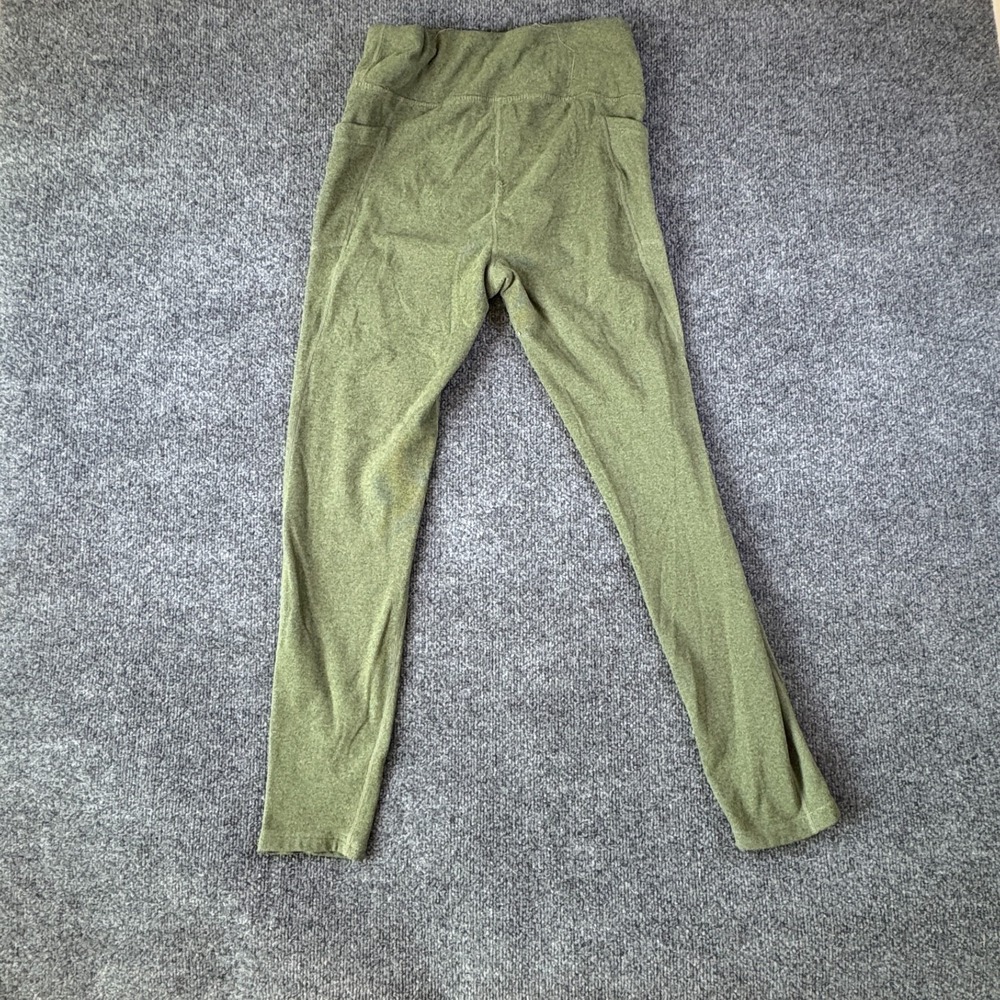 Womens Leggings L (27x27.5) Green Stretch Mid‎ Rise Skinny Leg Athletic Workout